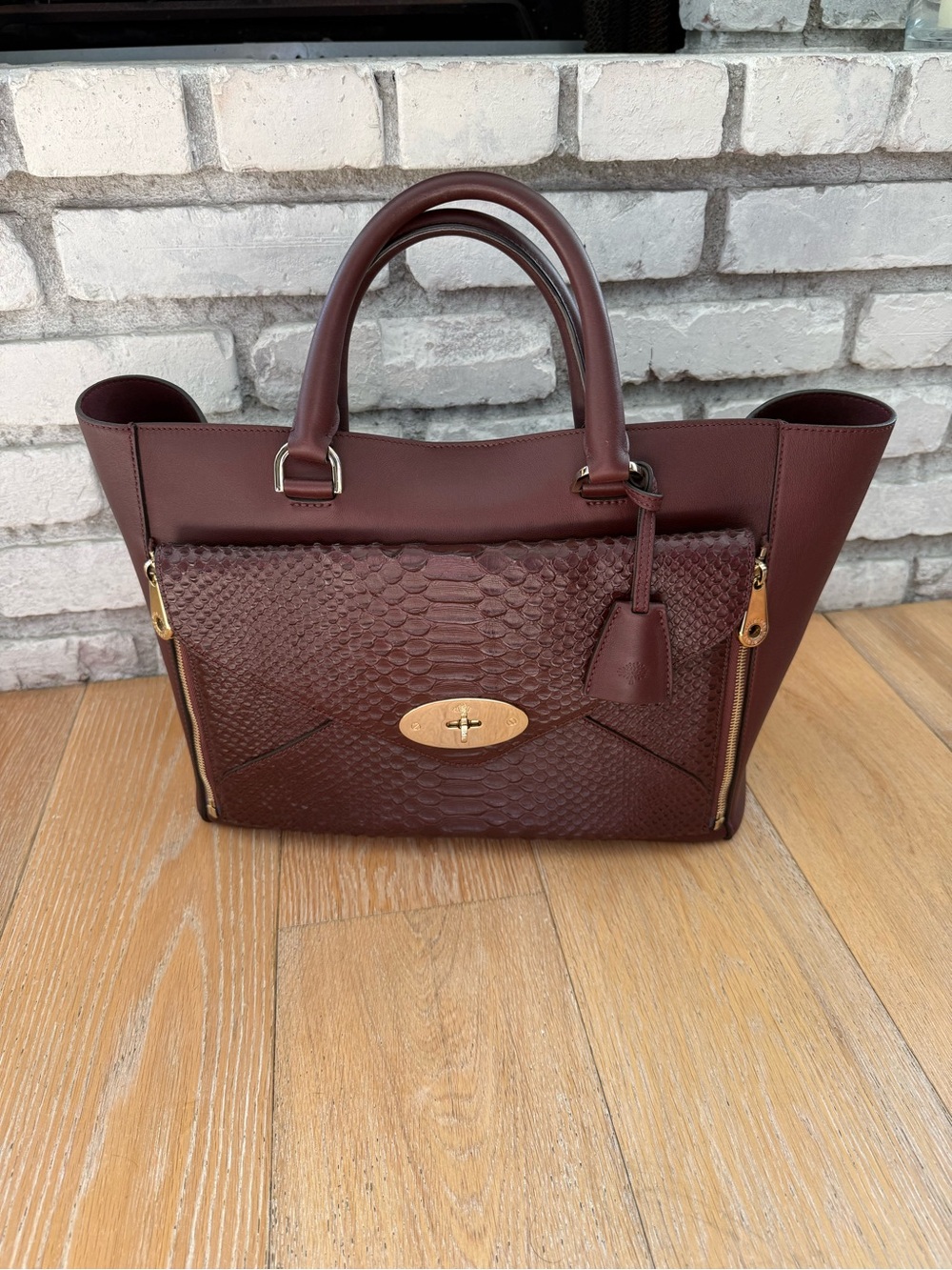 Willow Tote Silky Snake Mix Oversized Oxblood